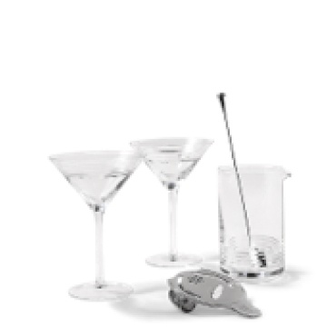 Martini glasses and glass jar.