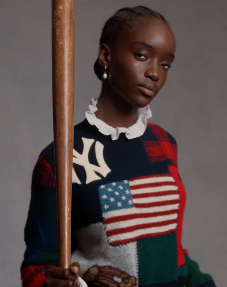 Video of kids in Polo Bear sweater and Yankees ball cap.